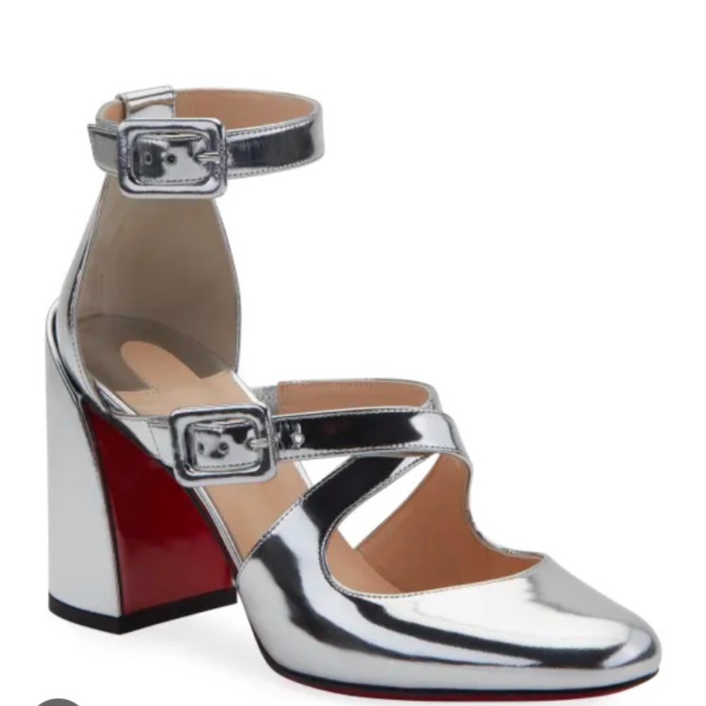 SOLD: NIB Christian Louboutin Ronnie Metallic Mary Jane leather Pumps